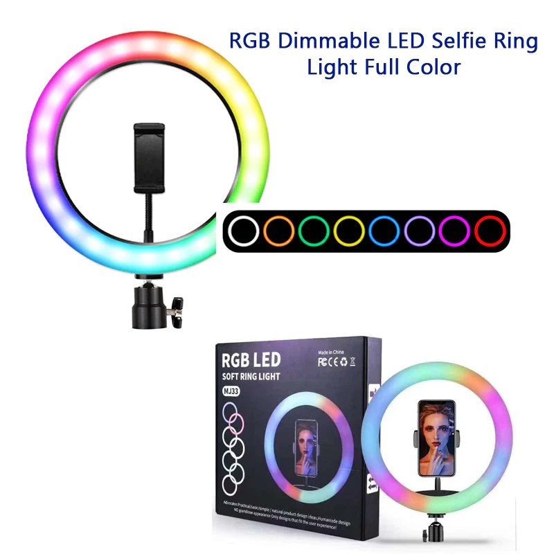 MJ33 33cm RGB LED Studio Ring Light with Mobile Holder