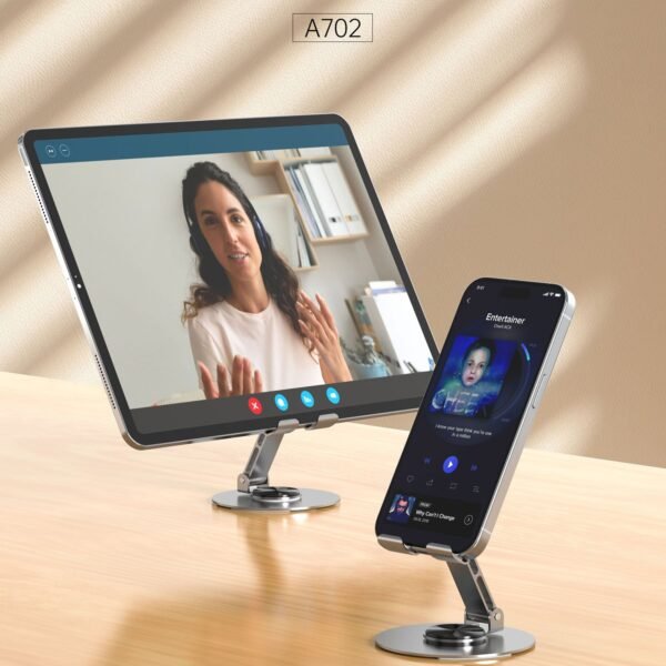 ASPOR A702 Foldable Desktop Stand for Mobile & Tablets - Gray