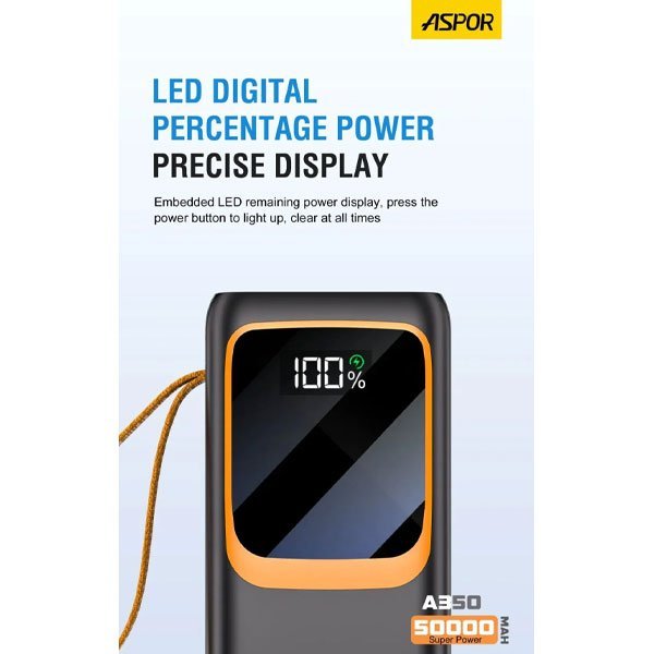 Aspor A350 50000mAh 22.5W 7-Output Power Bank with Flashlight - Image 4