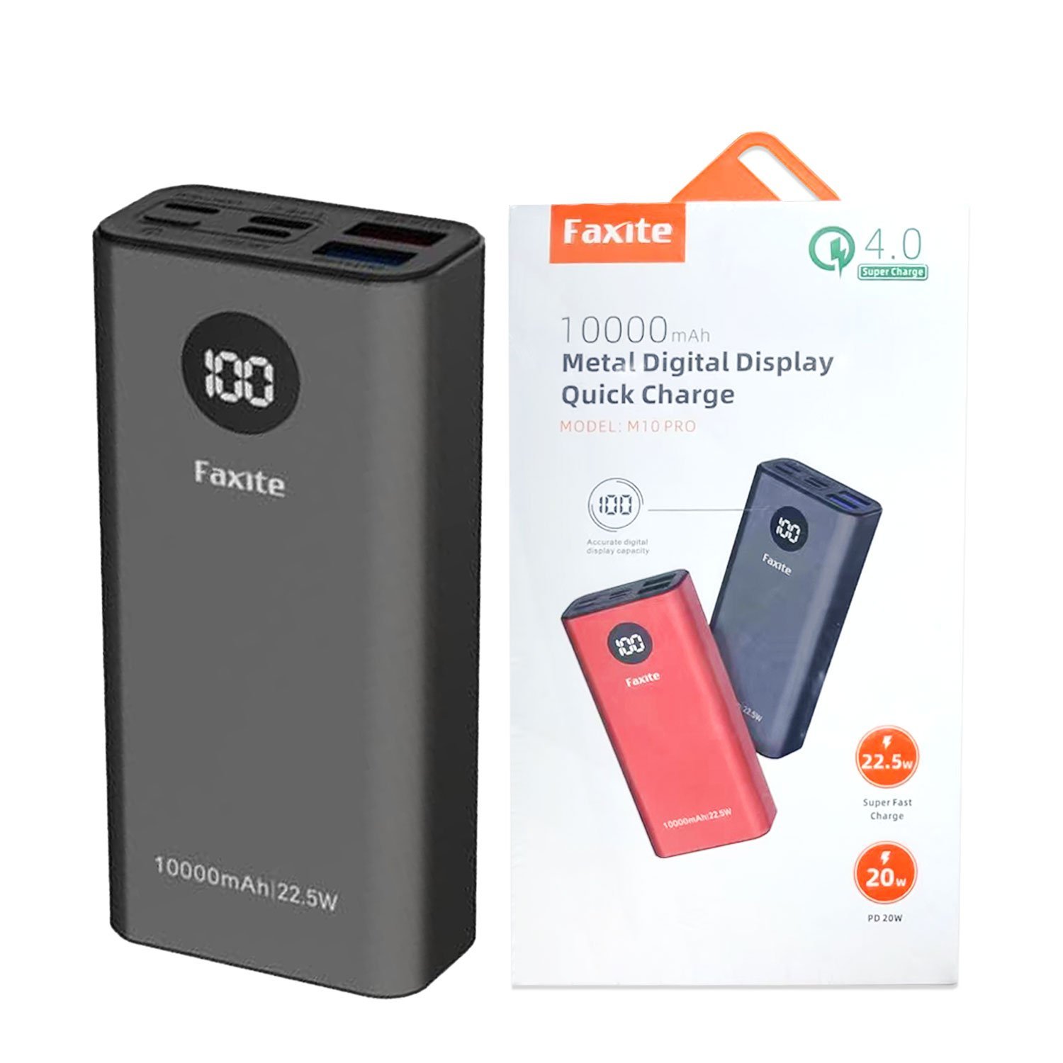 Faxite M10pro 10000mAh 22.5W Metal Quick Charge 4.0 Power Bank