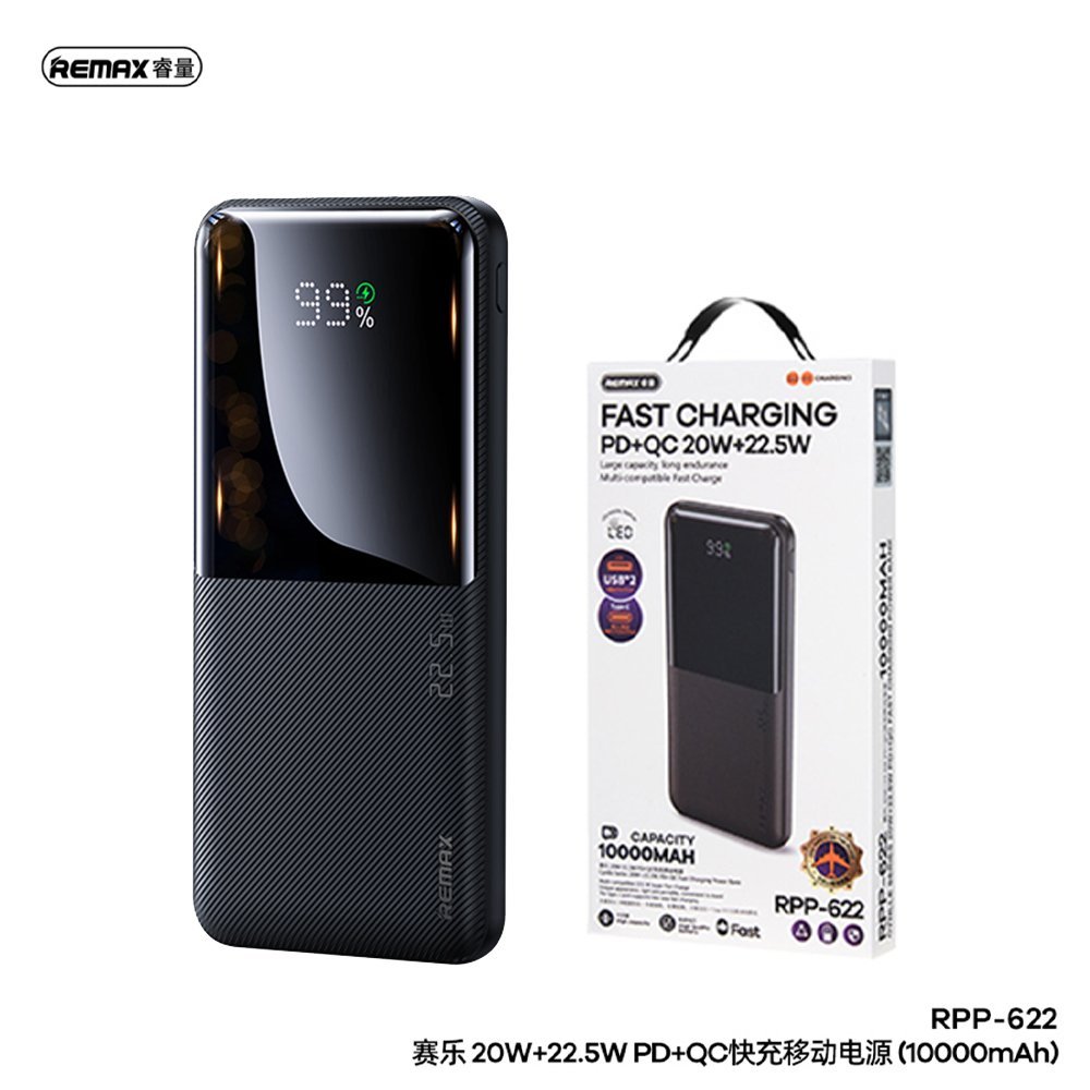 Remax RPP-622 10000mAh 20W PD+22.5W QC Power Bank - Black - Image 4