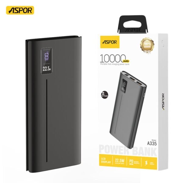 Aspor A335 10000mAh 22.5W PD+QC LCD Power Bank