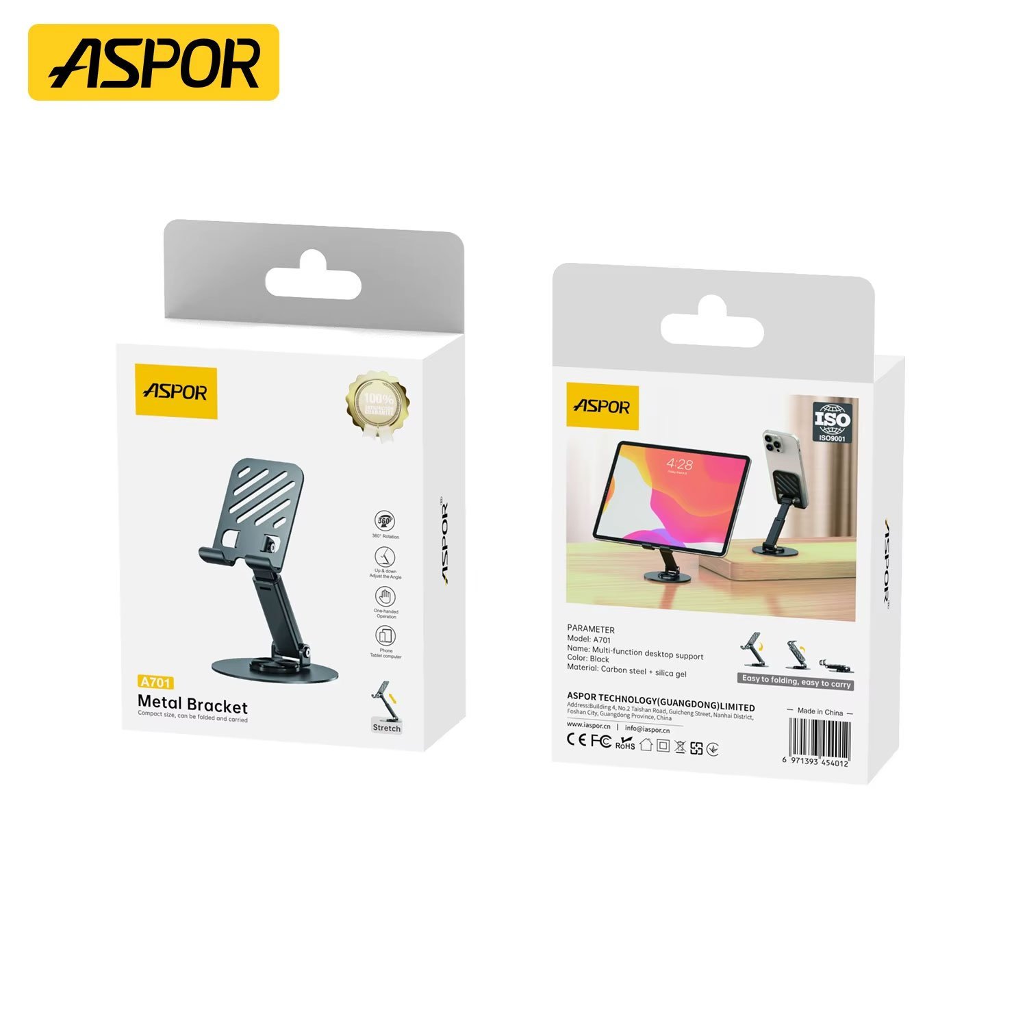 ASPOR A701 360° Foldable Desktop Mobile & Tablet Stand - Image 4