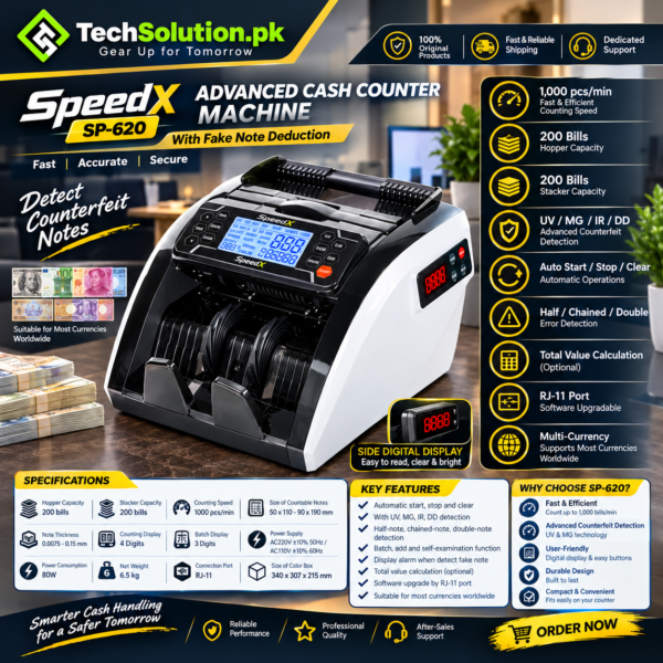 Speedx Sp-620 Side Digital Display Advanced Cash Counter Machine With Fake Note Deduction