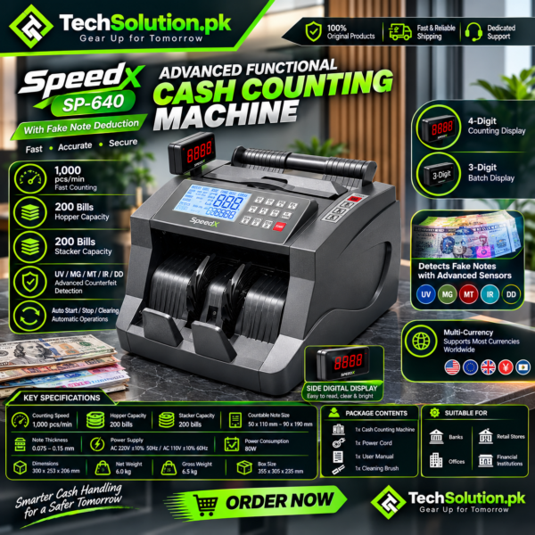 Speedx Sp-640 Side Digital Display Advanced Functional Cash Counting Machine With Fake Note Deduction